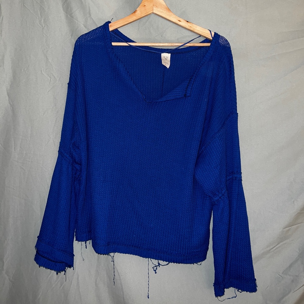 Free People Distressed edge long sleeve